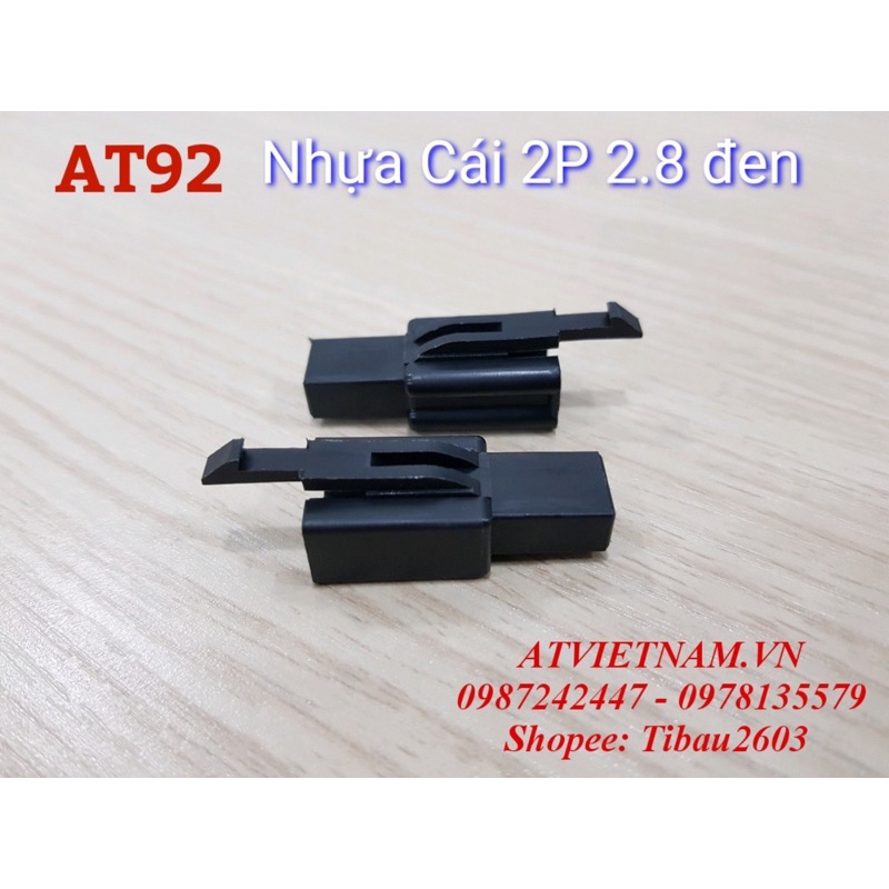 Nhựa đầu cái đen 2 lỗ 2P 2.8 - AT92 (1 bịch 10 cái)