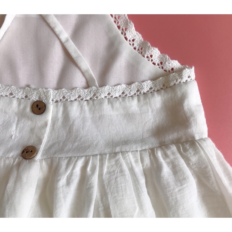 Váy Dây Thô thêu ren chân,Kiểu yếm phối ren,Size 2-6