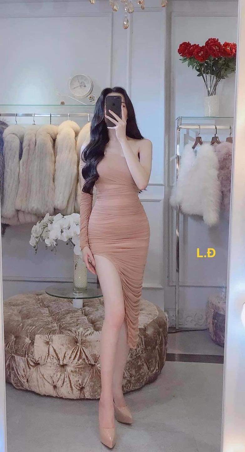 đầm maxi tay dài phối voan
