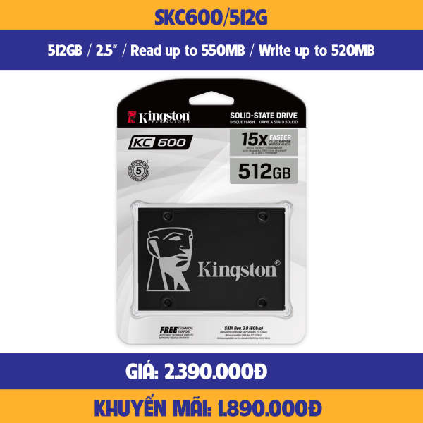 Ổ cứng SSD Kingston SKC600 512GB SATA 3.0 (SKC600/512G)-hàng chính hãng