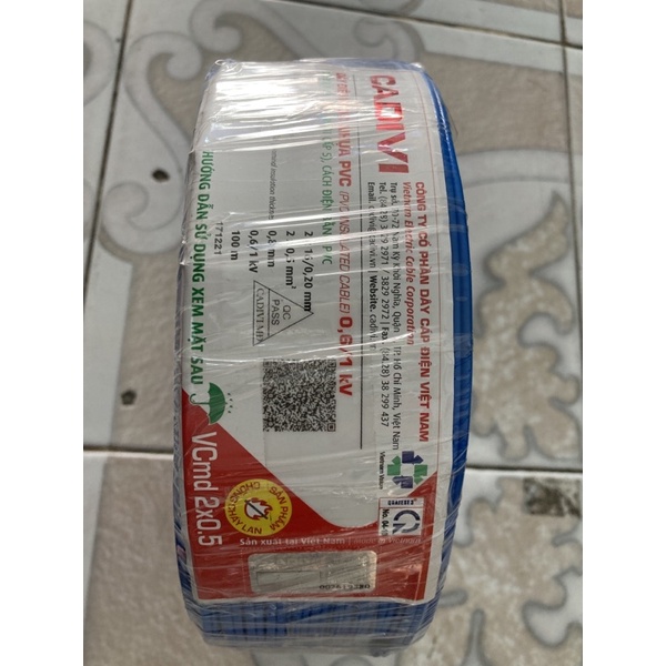 Dây điện Cadivi đôi mềm 2x0.5 (vcmd2x16) Cuộn 100m