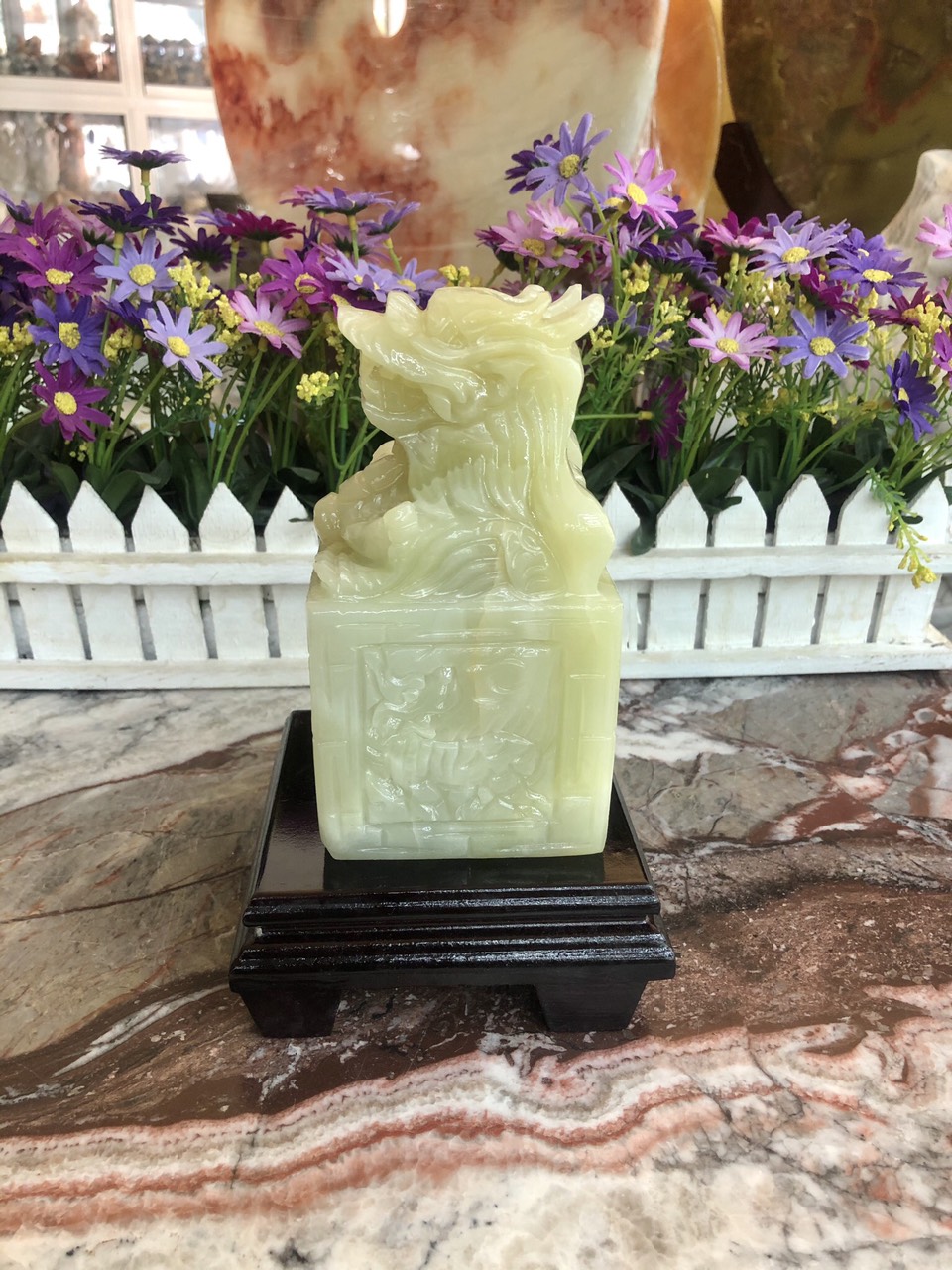 Ấn Rồng phong thủy đá ngọc Onyx - Cao 15 cm