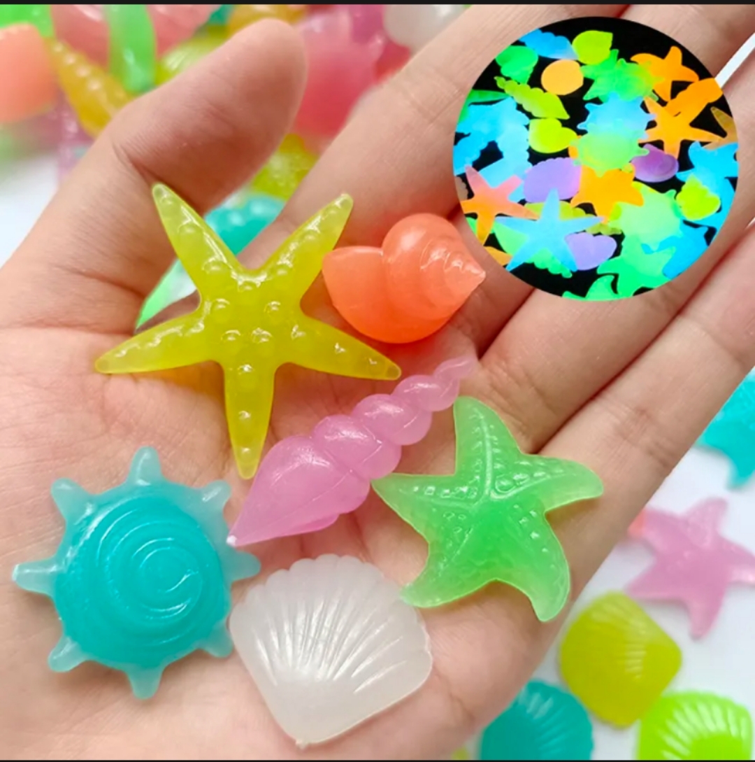 100pcs Viên đá dạ quang trang trí bể cá cảnh, sỏi trang trí bể cá,