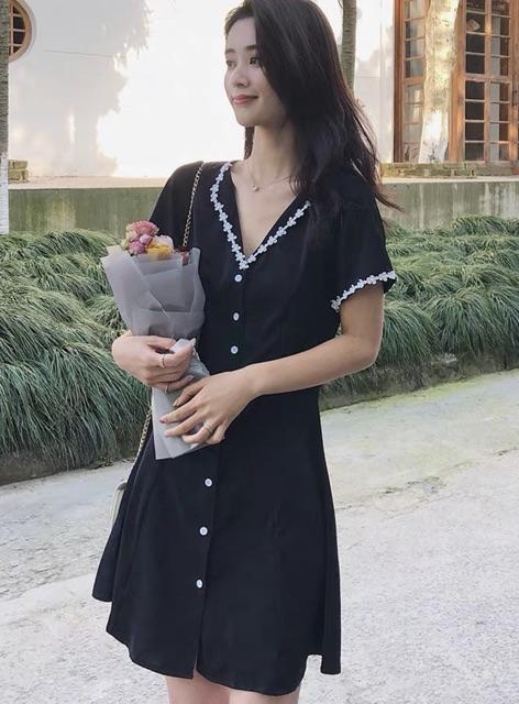 [HCM]Đầm sm viền ren hoa (kèm hình thật)