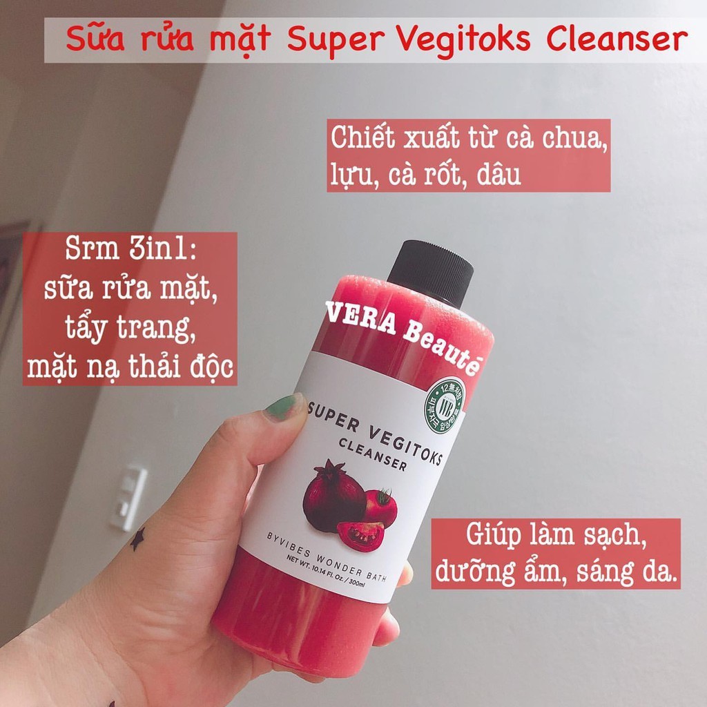 Sữa rửa mặt rau củ thải độc Super vegitoks cleanser Wonder bath Full size - 300 ml