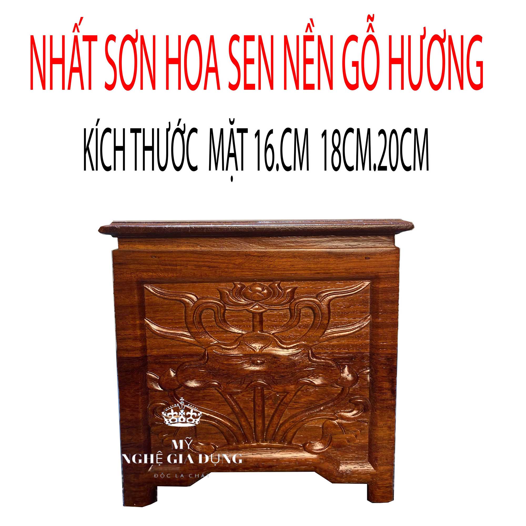 Đế hoa sen phong thủy lọng thủng gỗ hương