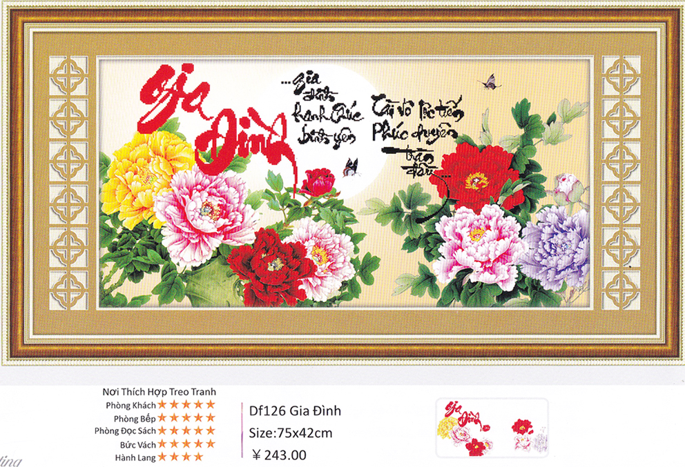 Tranh Đính Đá ABC 3D Gia Đình Hạnh Phúc Bình Yên DF126 (KHÁCH TỰ ĐÍNH) KT:75X42CM