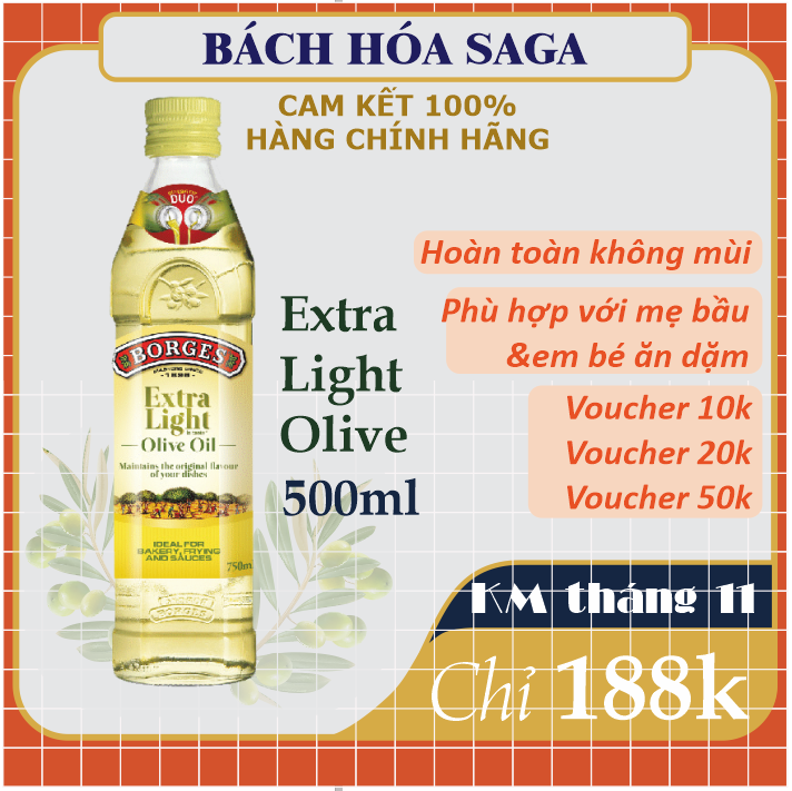 Dầu Oliu Tinh Chế Extra Light  Borges không mùi