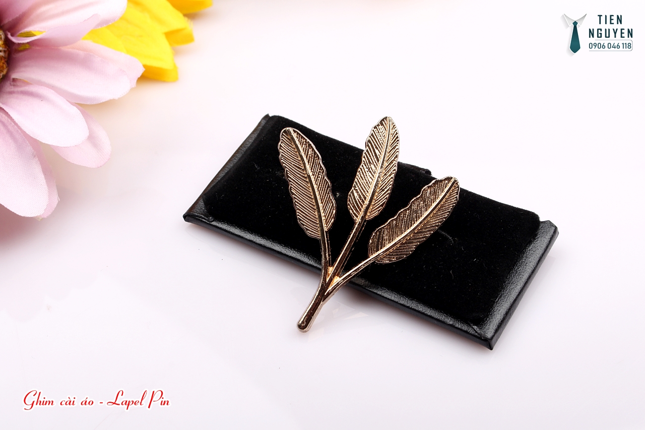 Ghim cài áo kim loại - Phụ kiện cài áo vest, trâm cài áo 3 lá kèm ảnh minh họa