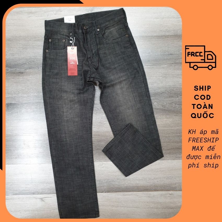 Quần Jean Nam Đẹp CAO CẤP Levi 514-23 NÂU XÁM form ống suông đứng, chất liệu mềm mại ko giãn, ko xù, ko phai màu khi giặt