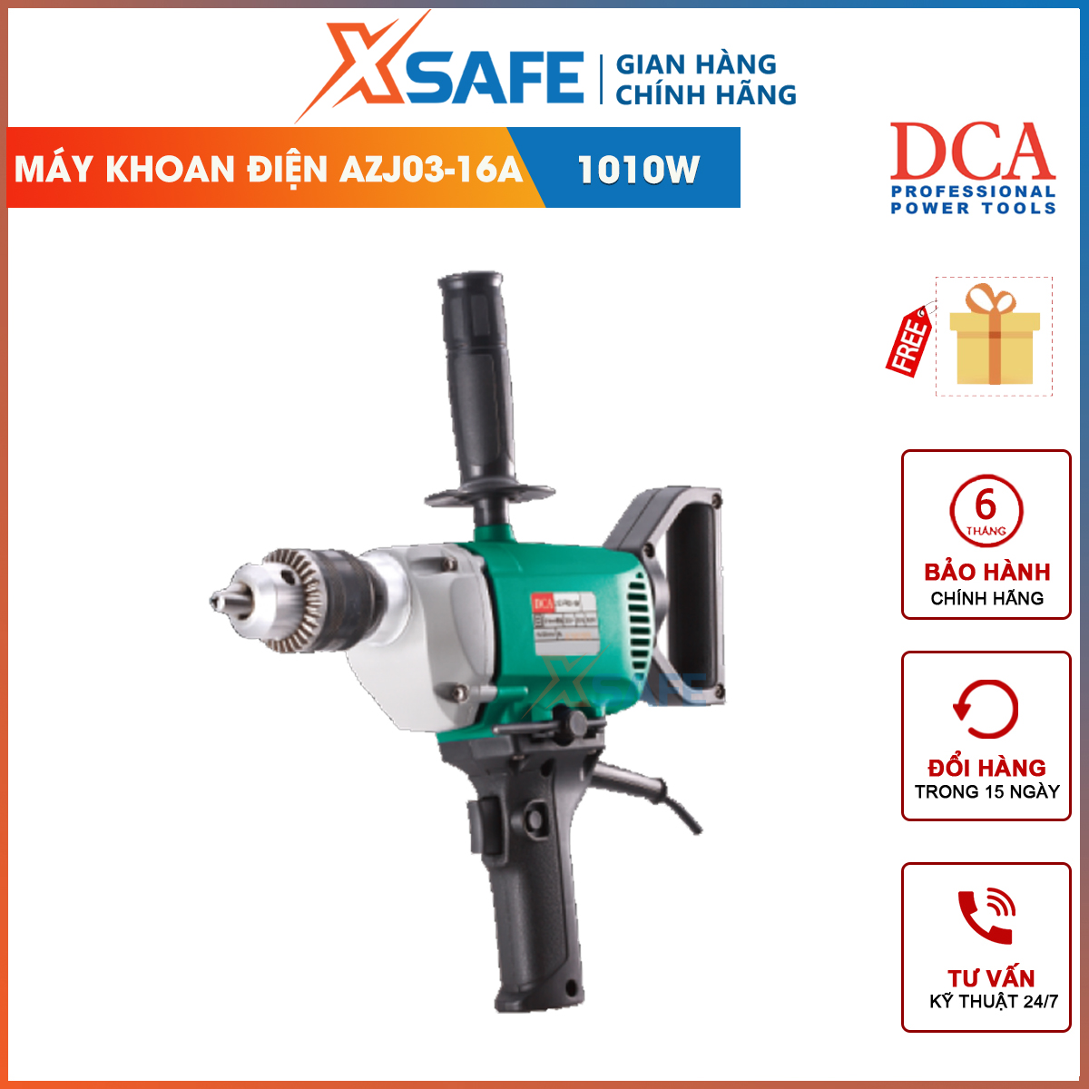 Electric drill DCA ajz03-16a , hand drill power 1010W, iron drill 16mm, drill Wood 36mm, no-load speed 620 times/minutes