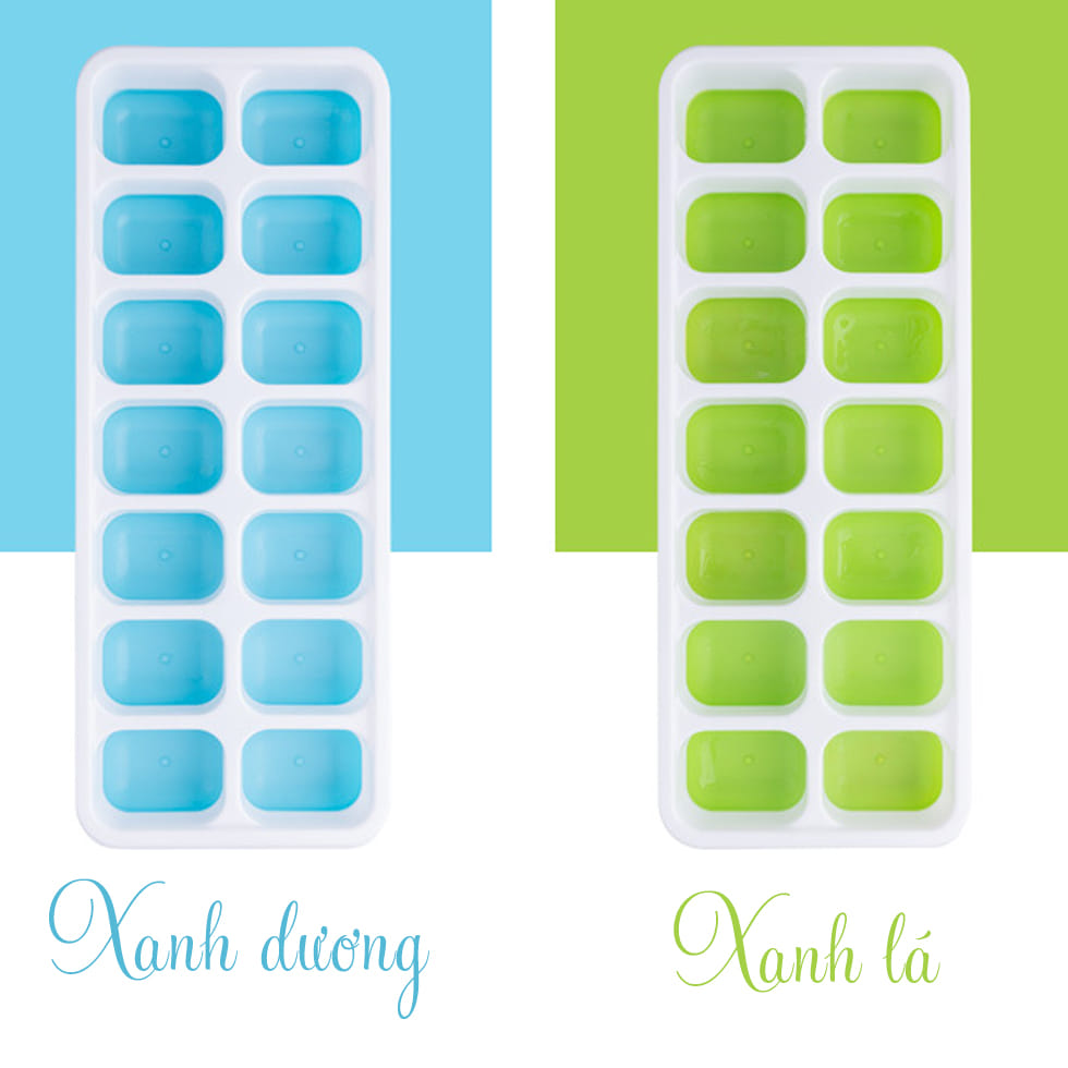 Khay làm đá có nắp, khay đá silicon tránh bị mùi tủ lạnh an toàn sức khỏe