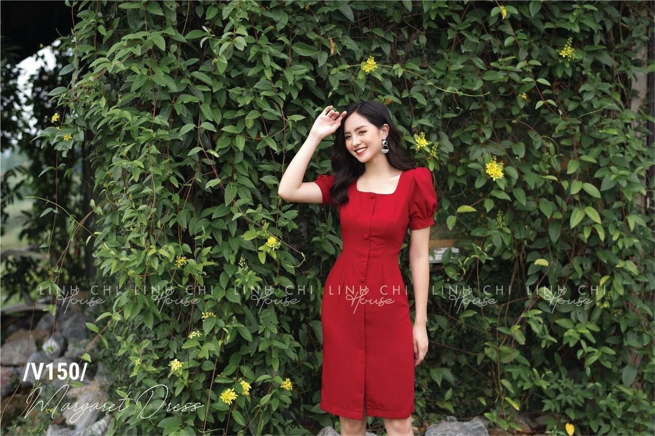 Đầm nút cổ vuông mới nhất