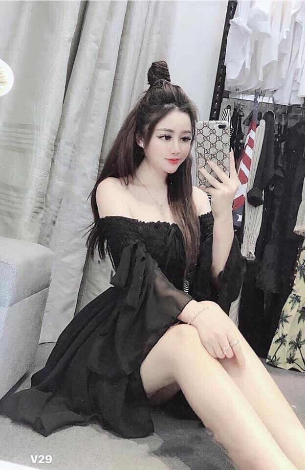 Đầm nhún tay cột nơ vải kate