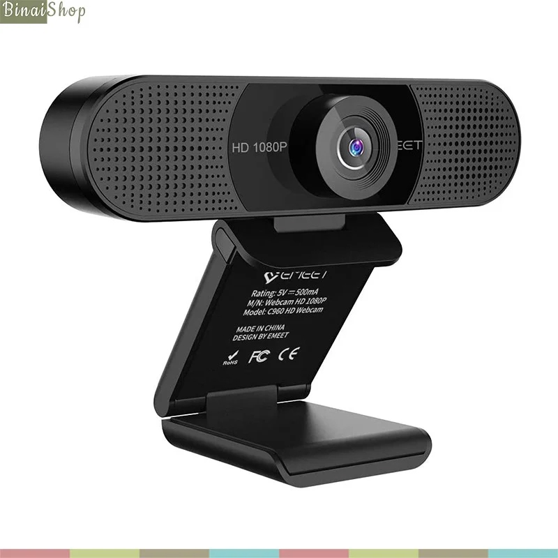 Emeet C960 - Webcam Họp Trực Tuyến Góc Rộng 90*, Full HD1080P, Tự Động Lấy Nét Và Căn Chỉnh Ánh Sáng