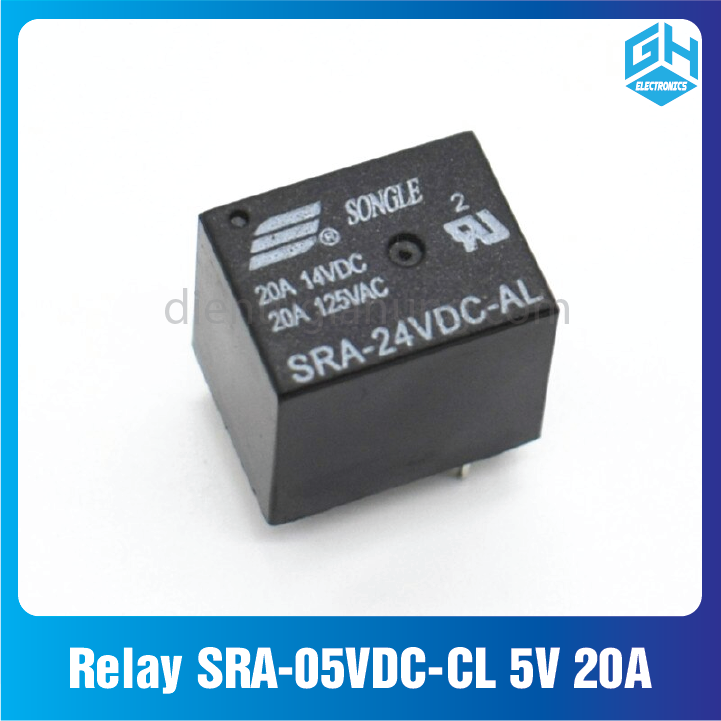 Relay sra-05vdc-al 5v 20a 4 chân và 05vdc-cl 5v 20a 5 chân