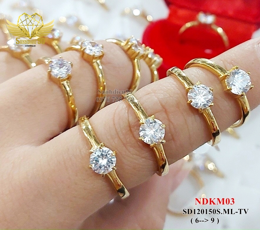 Nhẫn titan 1 hột đá cao cấp siêu xinh