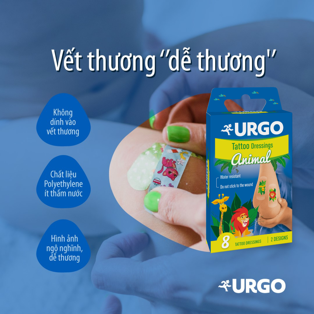 Băng cá nhân Urgo Tattoo Dressing dành cho trẻ em (Hộp 8 miếng)