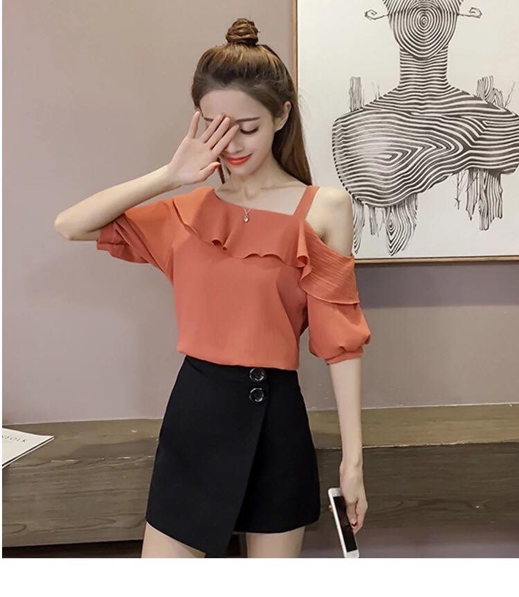 Áo thời trang trẻ tay rớt bèo cổ mới CAM ĐẤT