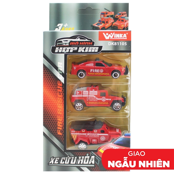 Bộ 3 mô hình hợp kim xe cứu hỏa - winka dk81105