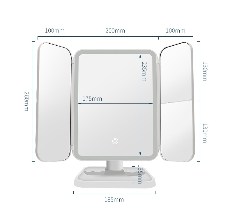 Gương trang điểm có đèn LED 3 màu cảm ứng