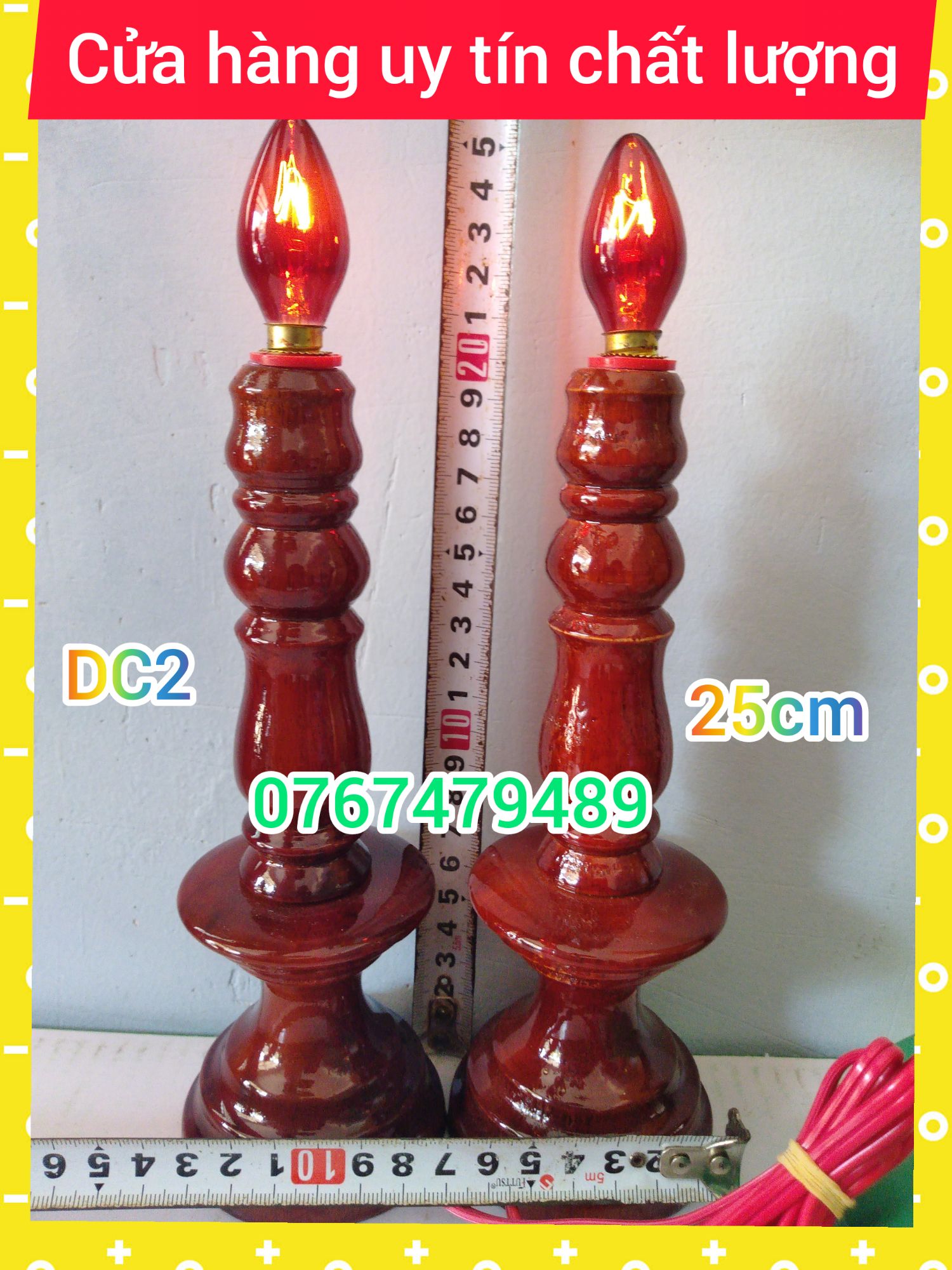 Cặp đèn thờ điện gỗ tràm.đèn phong thủy đèn trang trí nhà cửa .bàn thờ đồ gỗ mỹ nghệ