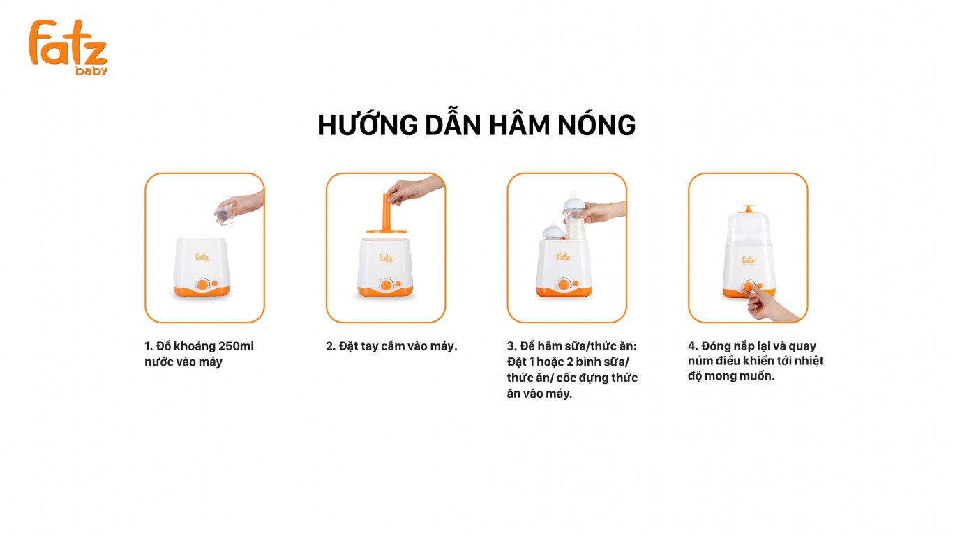 [HCM]MÁY HÂM SỮA 2 BÌNH CỔ RỘNG FATZ BABY FB3012SL