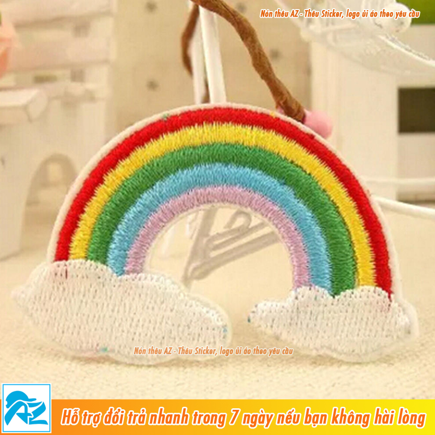 Sticker ủi thêu hình cầu vồng Rainbow - Patch ủi quần áo balo S44