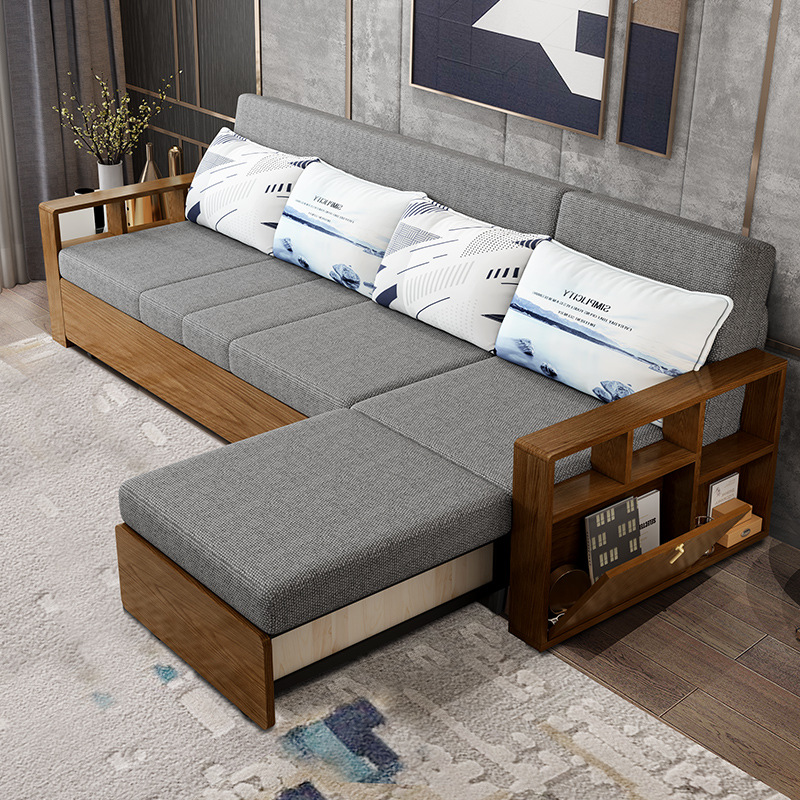 Ghế sofa giường đa năng,giường sofa thông minh, sofa giường tay gỗ sang trọng ,khung thép tĩnh điện -kèm đôn mở rộng -kt 1,46m hoặc 1,76m x dài 1,95m