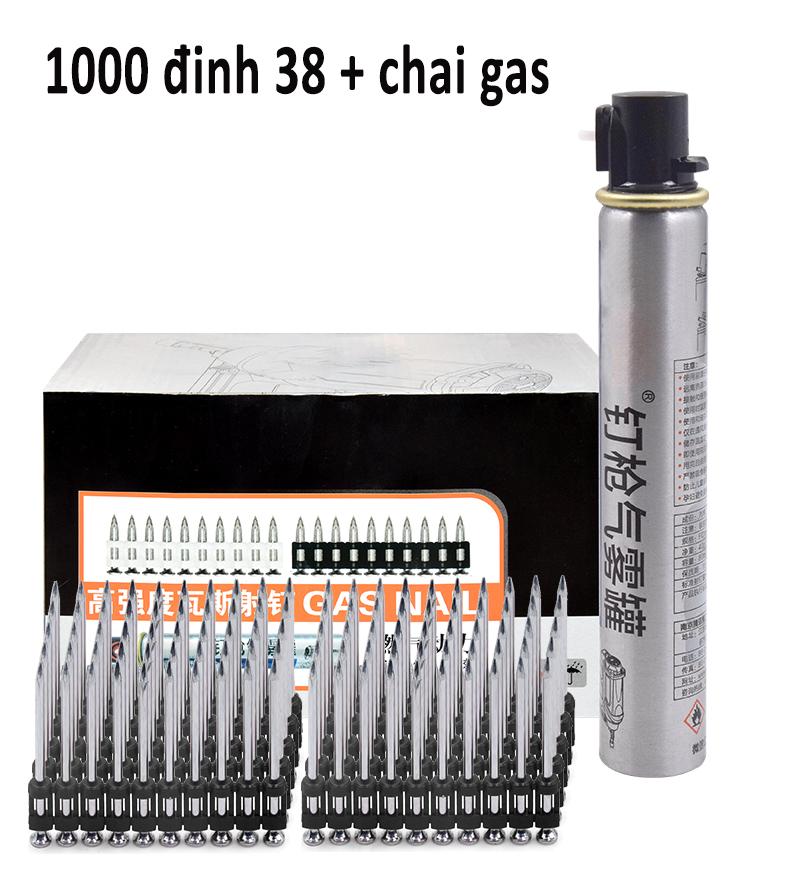 Đinh bê tông cho máy bắn đinh bê tông dùng gas 19mm 22mm 25mm 27mm 32mm 38mm + chai khí 165mm