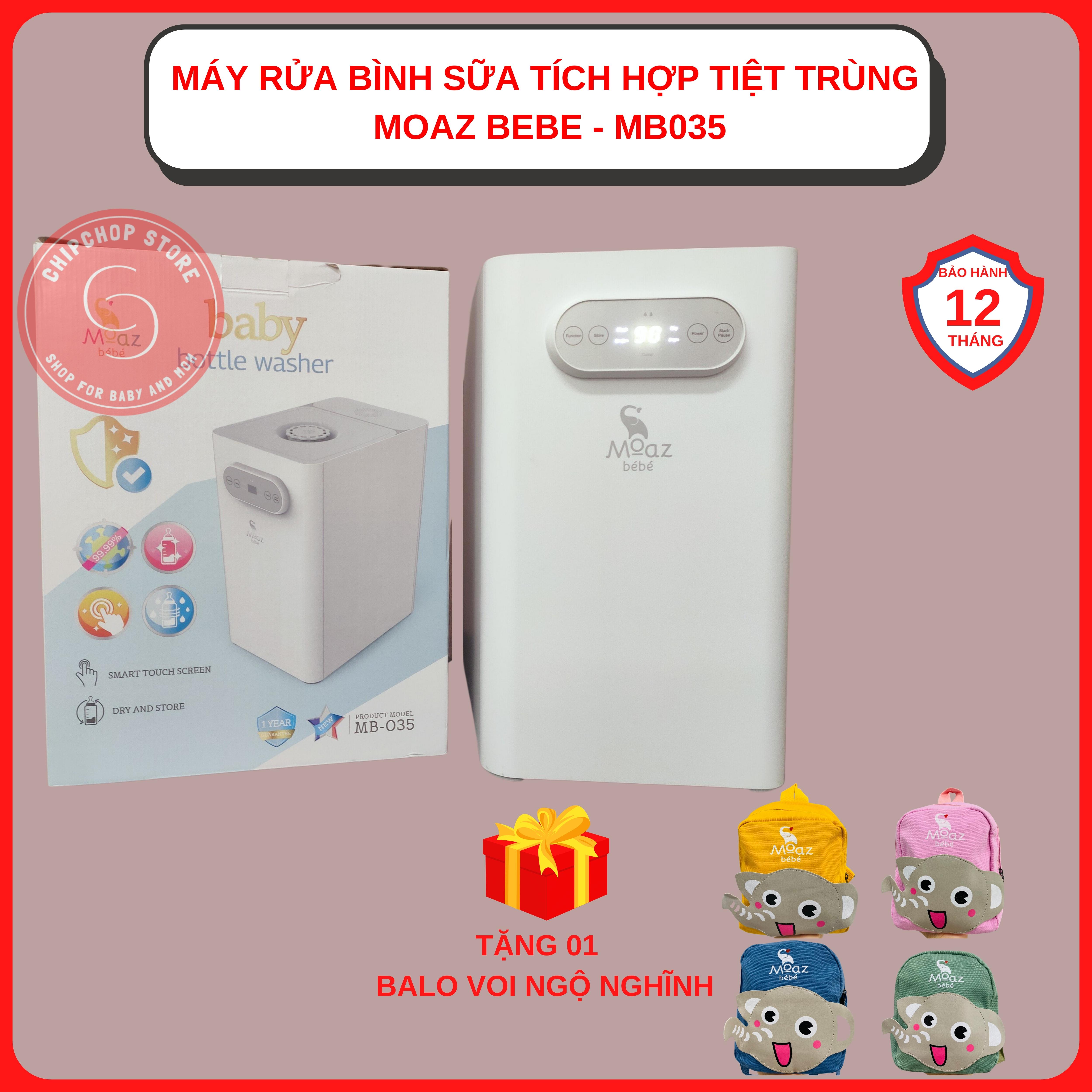 [Tặng balo voi] Máy rửa bình sữa và tiệt trùng Moaz bé bé mb-035
