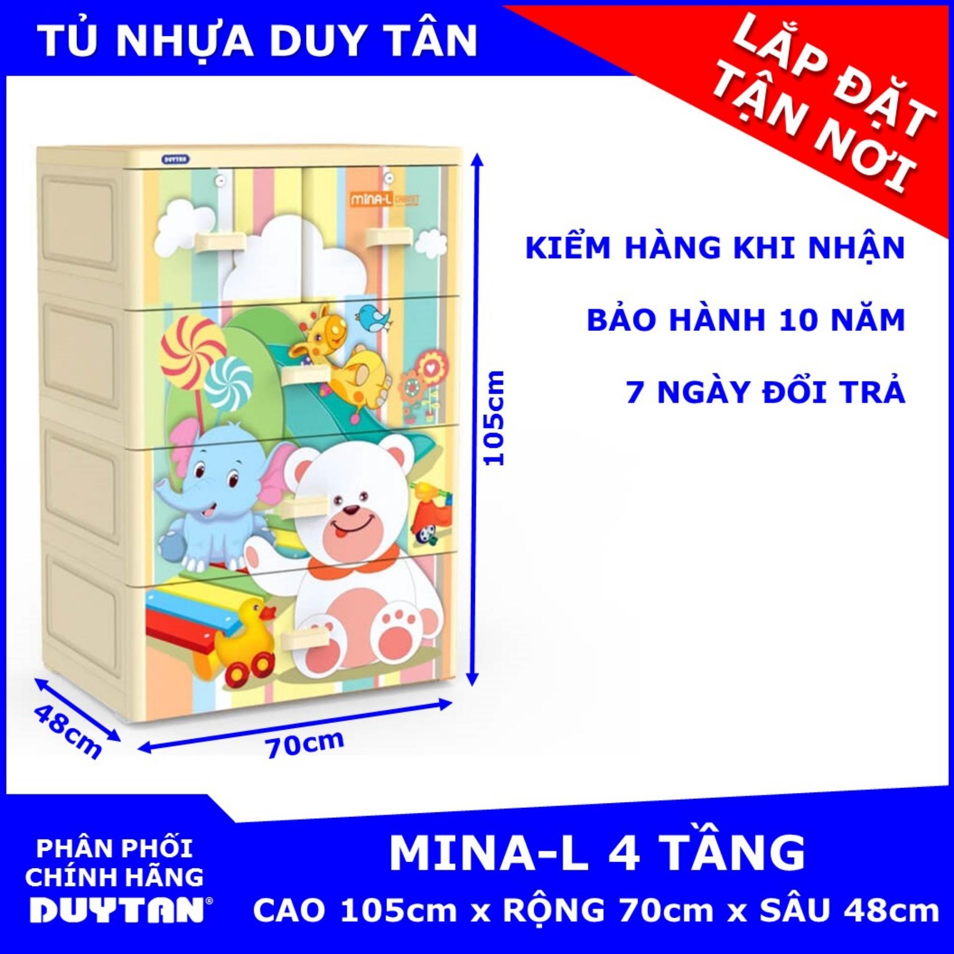 Tủ nhựa cao cấp Duy Tân MINA-L 4 tầng (Cam Vườn Thú)