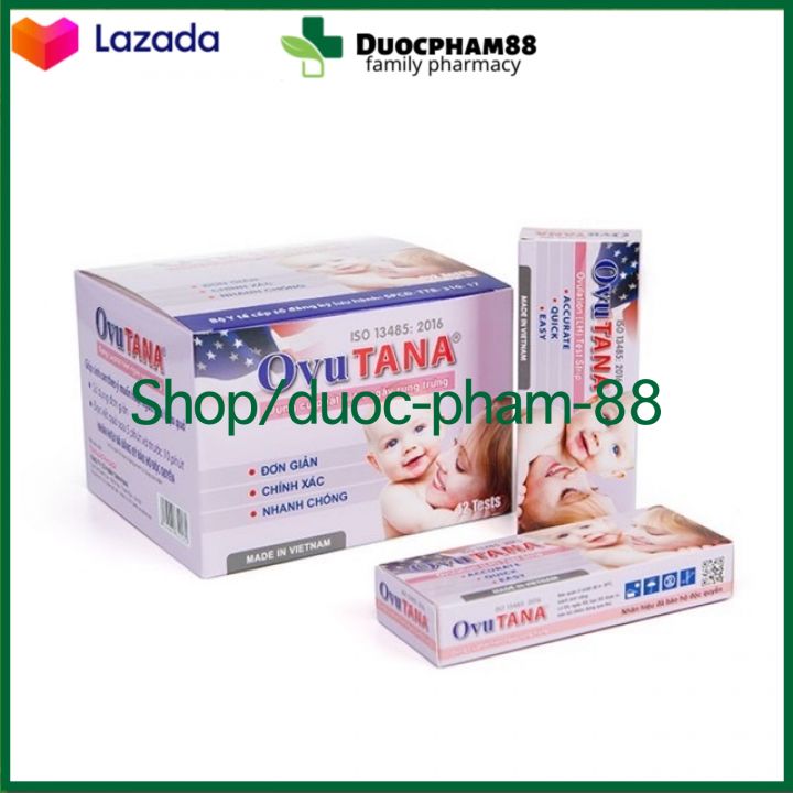 Que thử rụng trứng - Dụng cụ phát hiện ngày rụng trứng Ovutana - An toàn - Nhanh chóng - Đơn giản và Chuẩn xác - Hộp to 12 que
