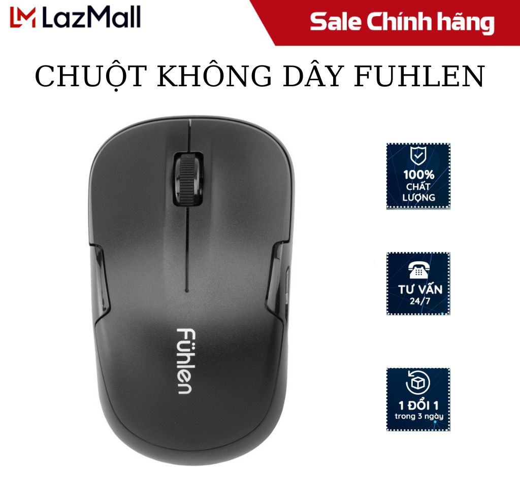Chuột không dây Fuhlen dùng cho máy tính laptop-Bảo hành chính hãng