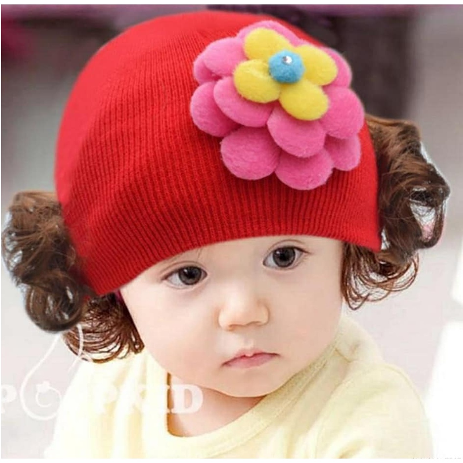 Mũ len tóc giả mẫu cho bé gái cực xinh