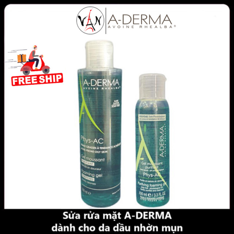 Aderma gel rửa mặt cho da mụn, nhạy cảm  A-Derma Gel Moussant Purifiant Phys-Ac 200ml - 400ml giá rẻ