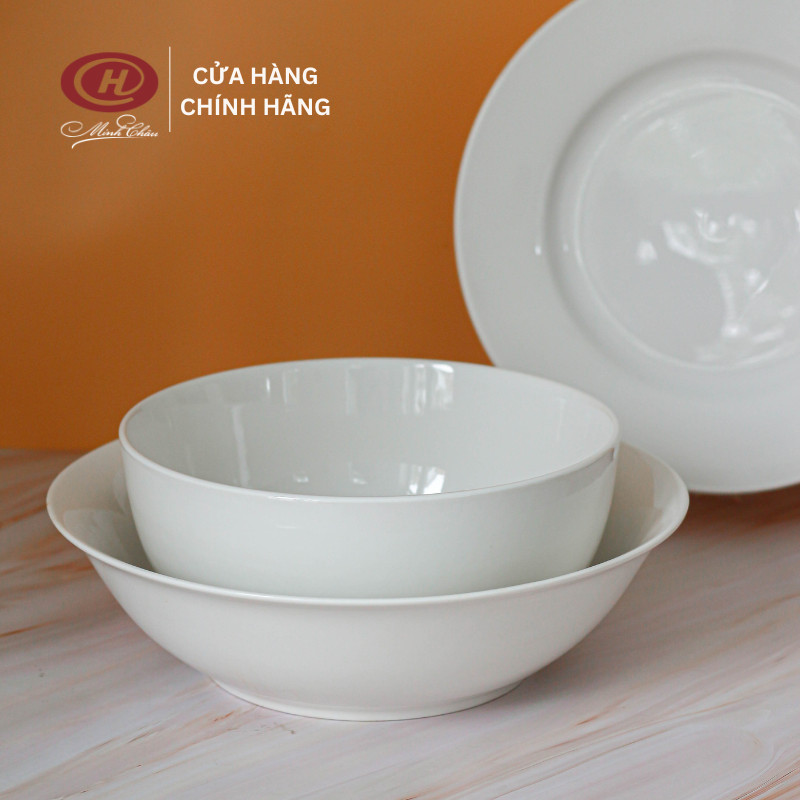 Bộ Bát Đĩa Trắng Trơn 25 Món - Sứ Minh Châu