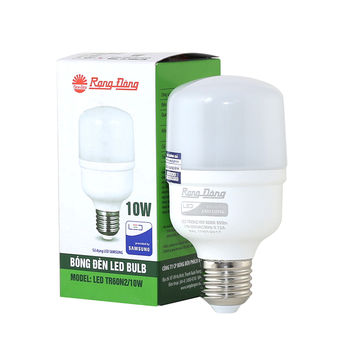 Bóng đèn led bulb trụ tr60n2 10w rạng đông