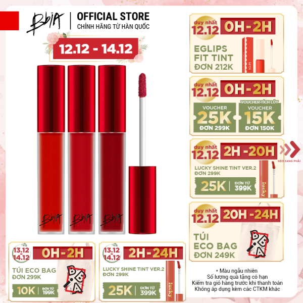 [Chọn Màu] Son kem lì Bbia Last Velvet Lip Tint Version 7 RED SCANDAL 5g ( 3 Màu ) nhập khẩu