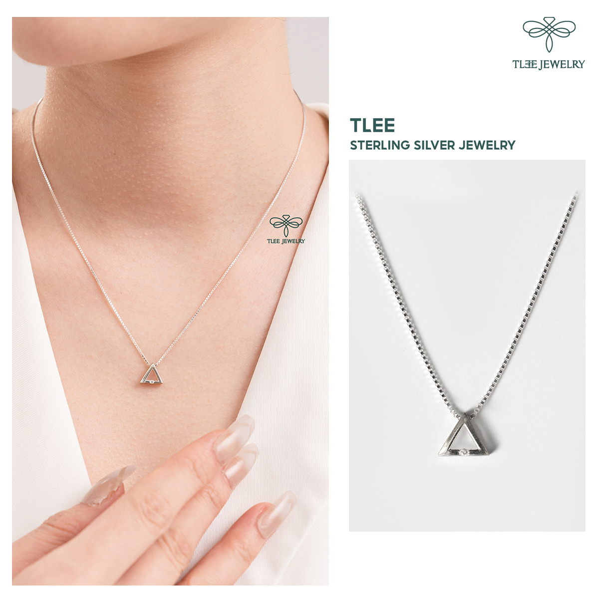 Vòng cổ bạc nữ TLEE hình khối tam giác basic TleeJewelry D0113