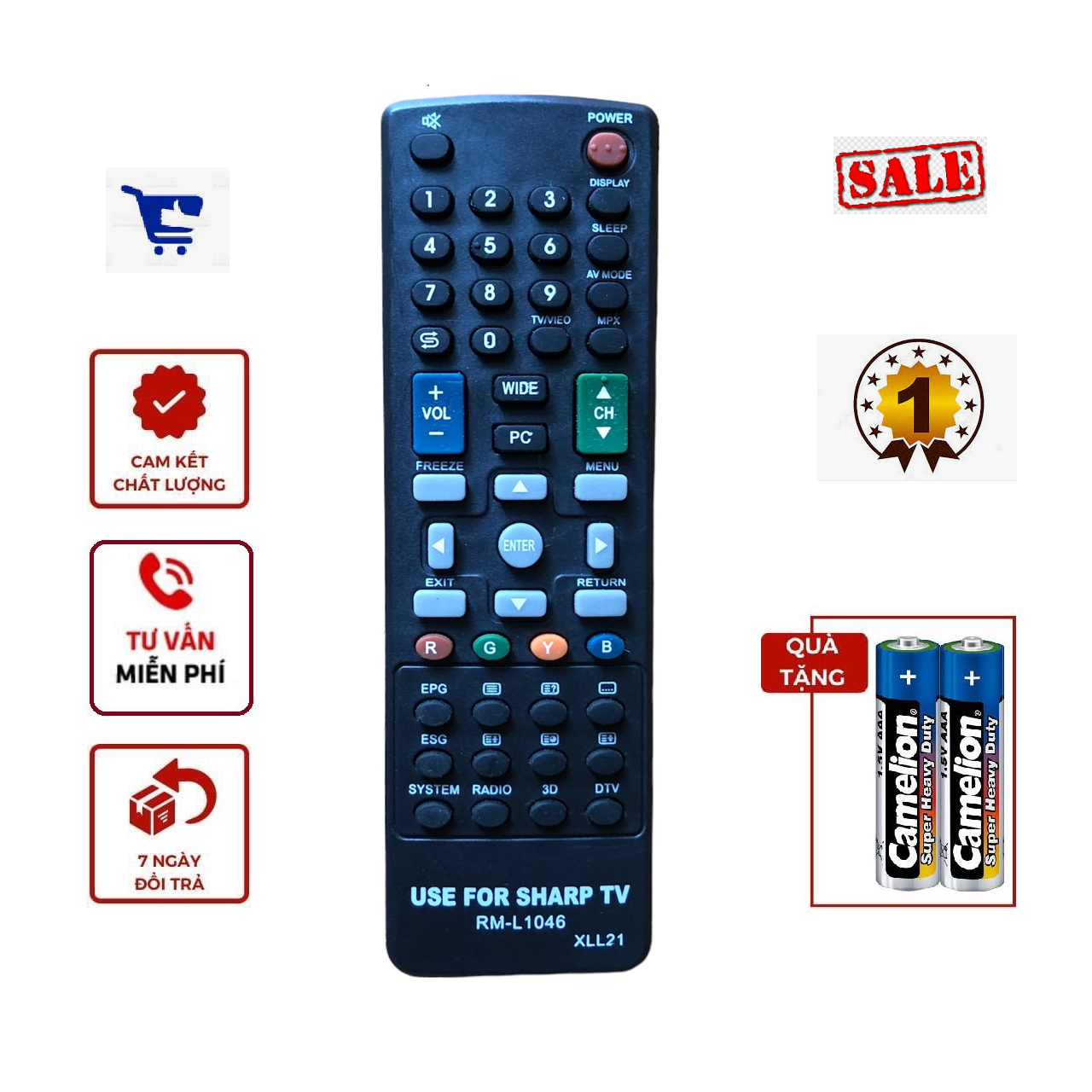 Remote điều khiển tv sharp rm-l1046 hàng tốt - điều khiển tv sharp rm-l1046 hàng tốt - đầu bấm điều khiển tv sharp rm-l1046 hàng tốt - tặng kèm pin