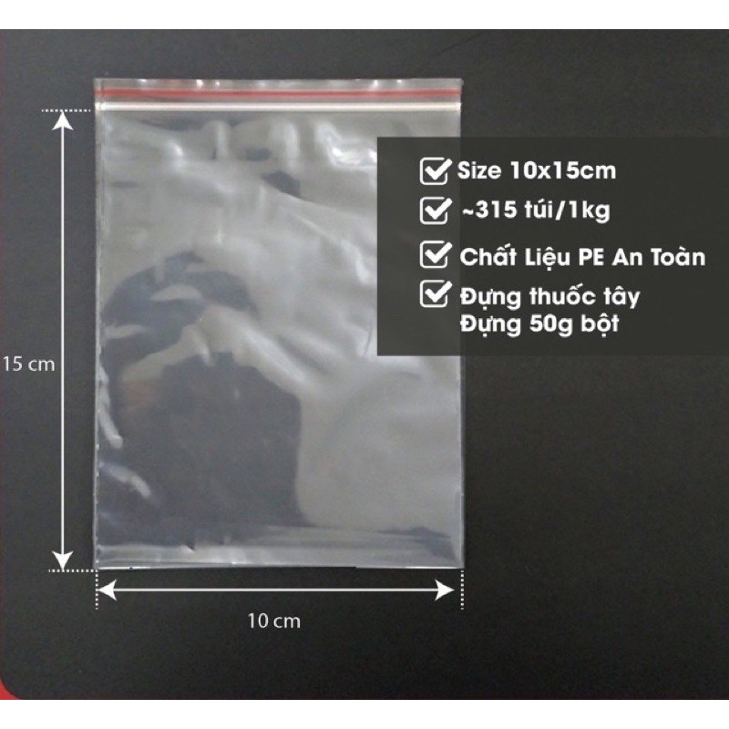 Túi zip chỉ đỏ 1kg - 10