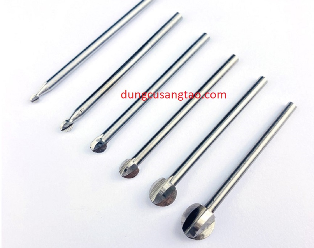 Phá thô cán 3mm (bộ 6 mũi quả đào cán 3mm)
