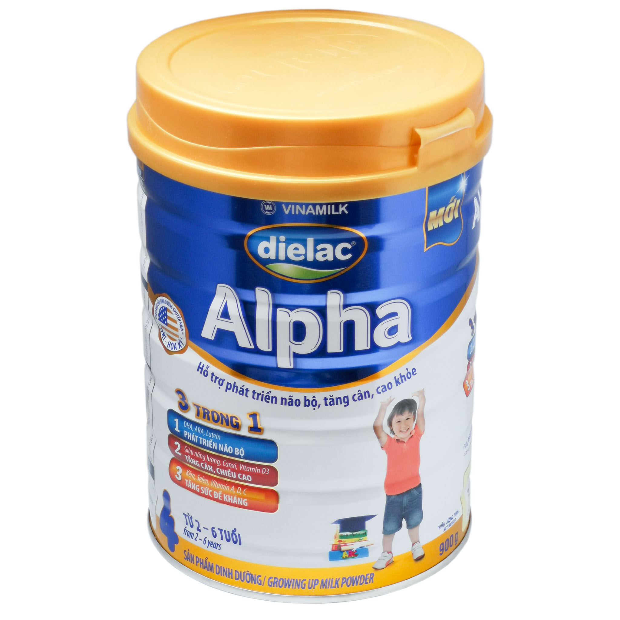 Sữa Bột Vinamilk Dielac Alpha 4 - Hộp 900g (Cho trẻ từ 2~6 tuổi)