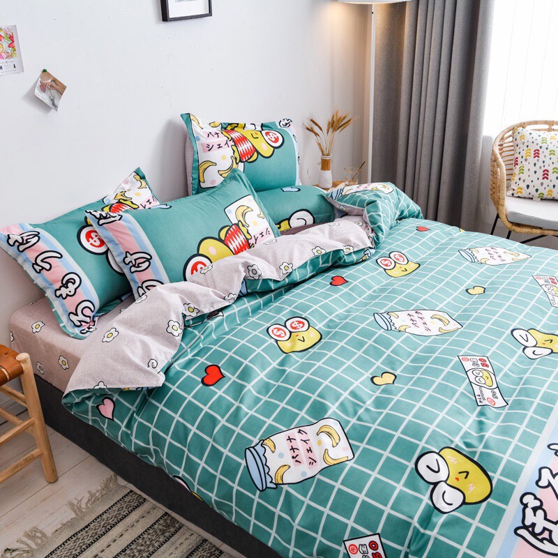 Trọn bộ 4 món cotton poly nhập mẫu ếch chuối dễ thương