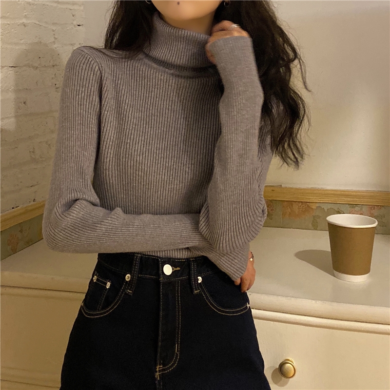Áo len nữ  tăm cổ lọ mềm mịn ôm dáng xinh