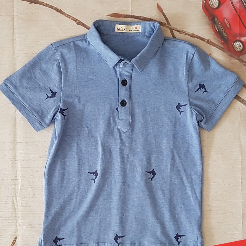 Áo thun cotton cổ trụ bé trai Nexxi