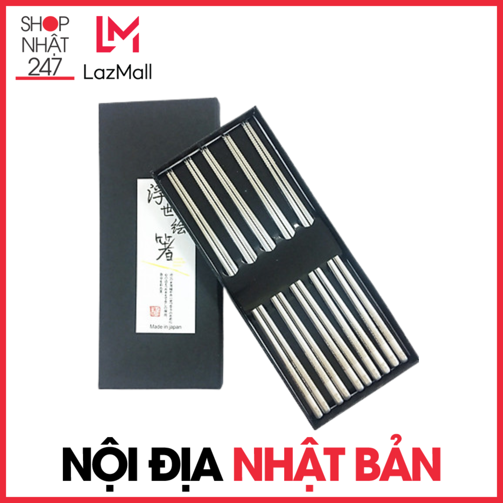 Bộ 5 đôi đũa inox chính hãng nội địa nhật bản