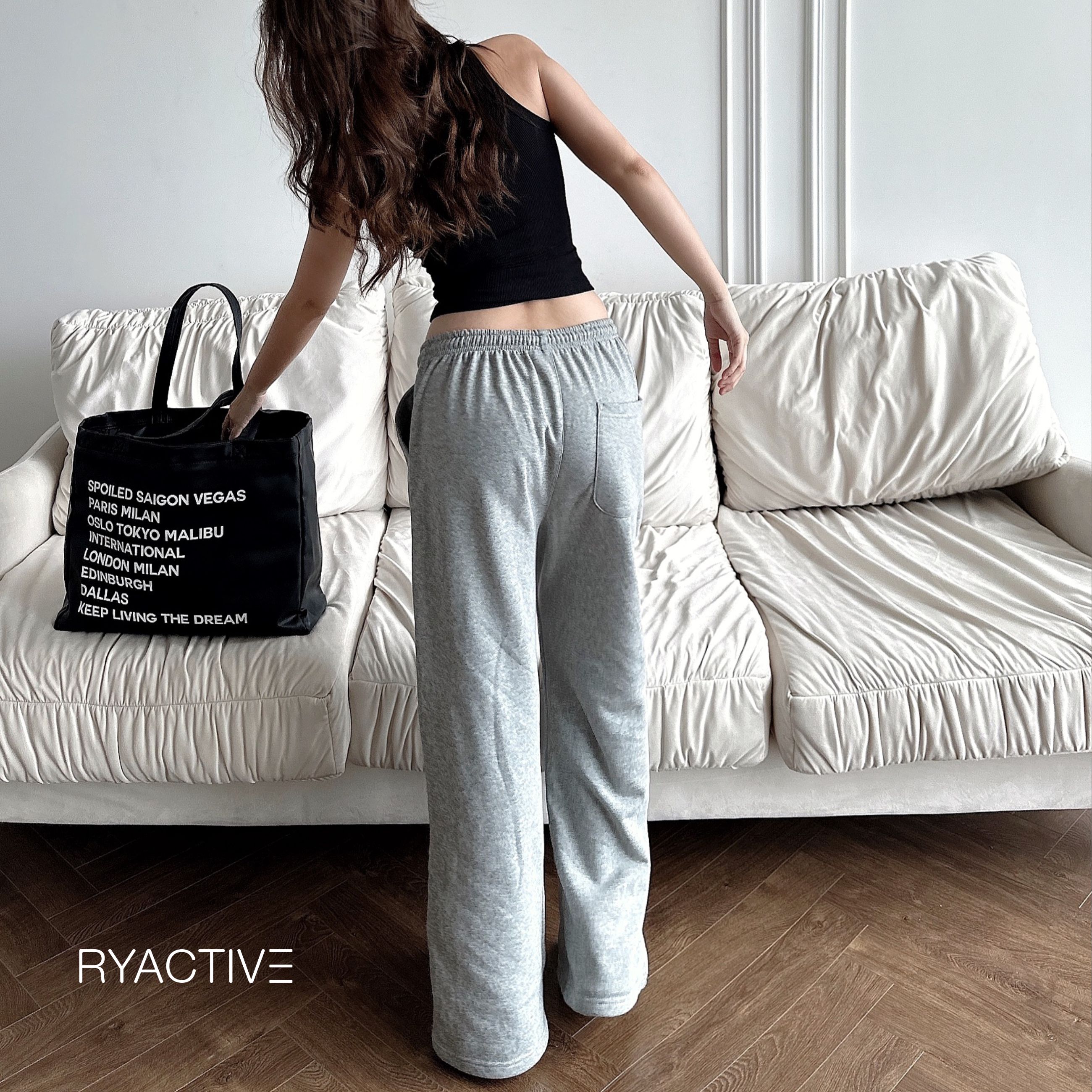 Quần nữ ống rộng RYACTIVE - RYA Loose Pant Light grey
