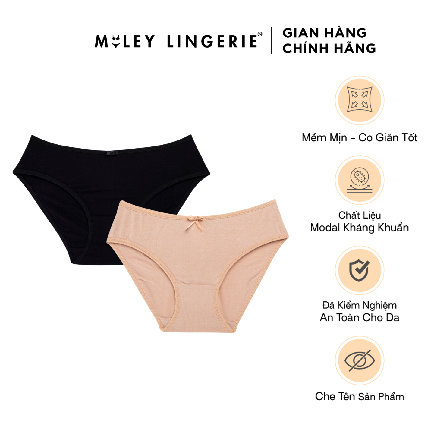 Combo 2 quần lót modal mềm mịn co giãn tốt đen-da miley lingerie